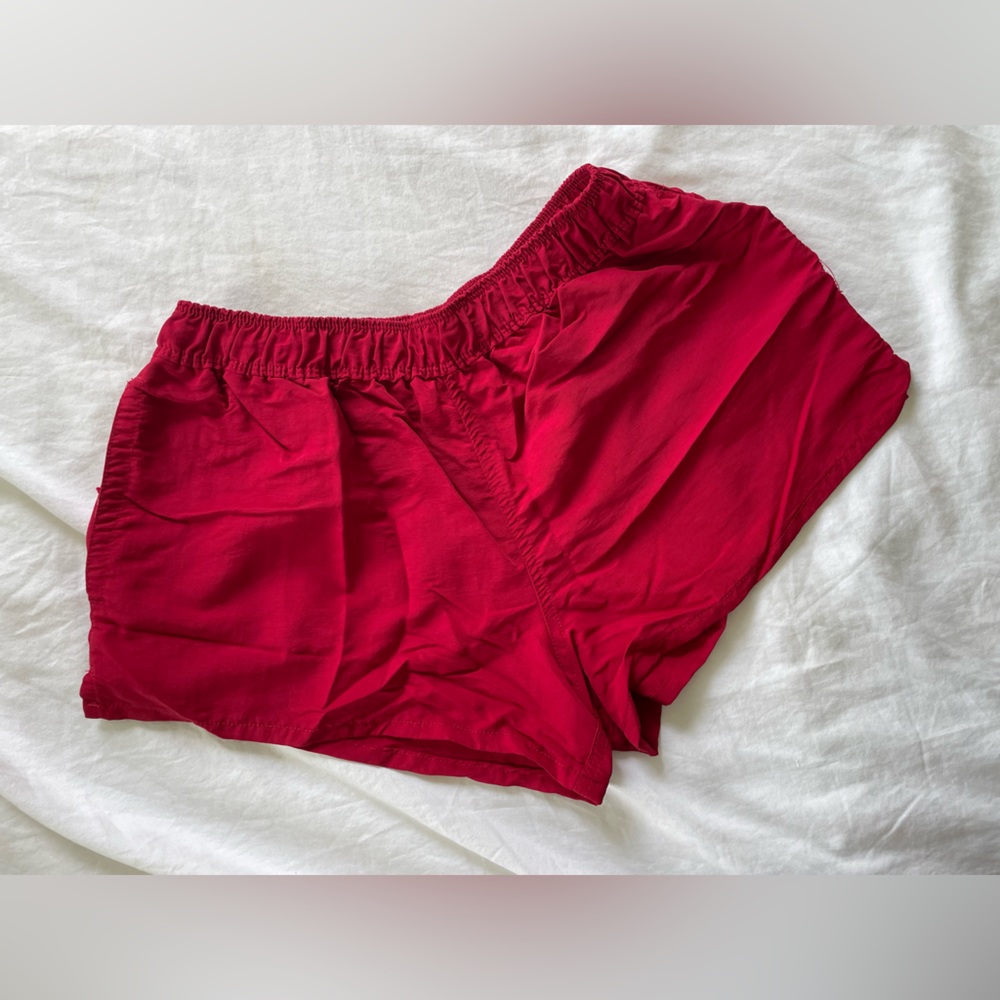 Red running shorts